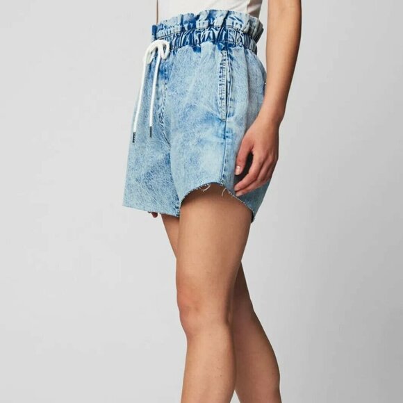 𝅺BLANK Nyc Bnwot Womens Paperbag Jean Shorts Drawstring Cutoff Acid Wash - Picture 6 of 6